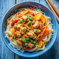 рисовая лапша с курицей