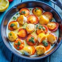 морские гребешки в сливочном соусе