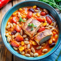 вареная свинина с бобовыми
