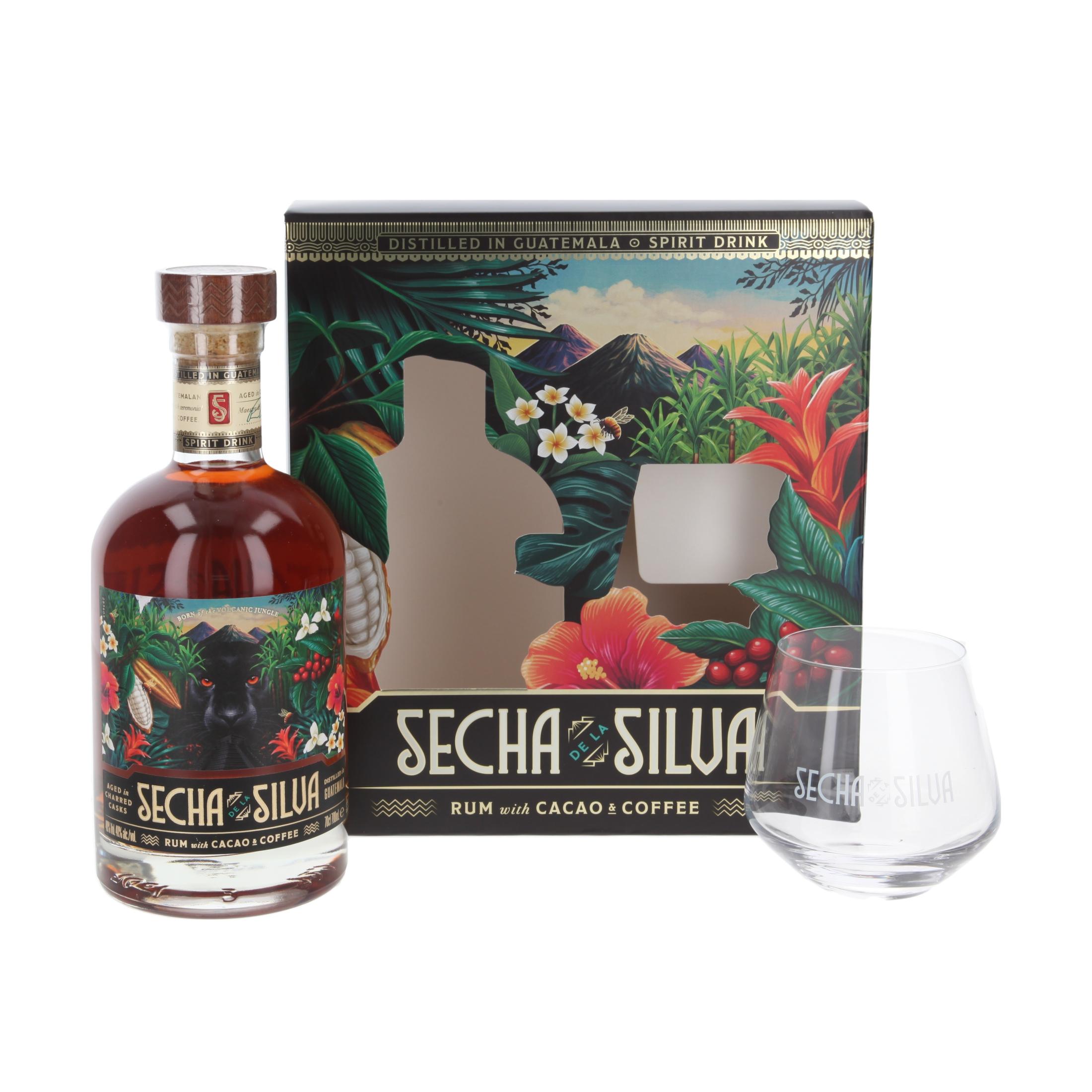 Ром Secha De La Silva rum spirit with glass 700 ml