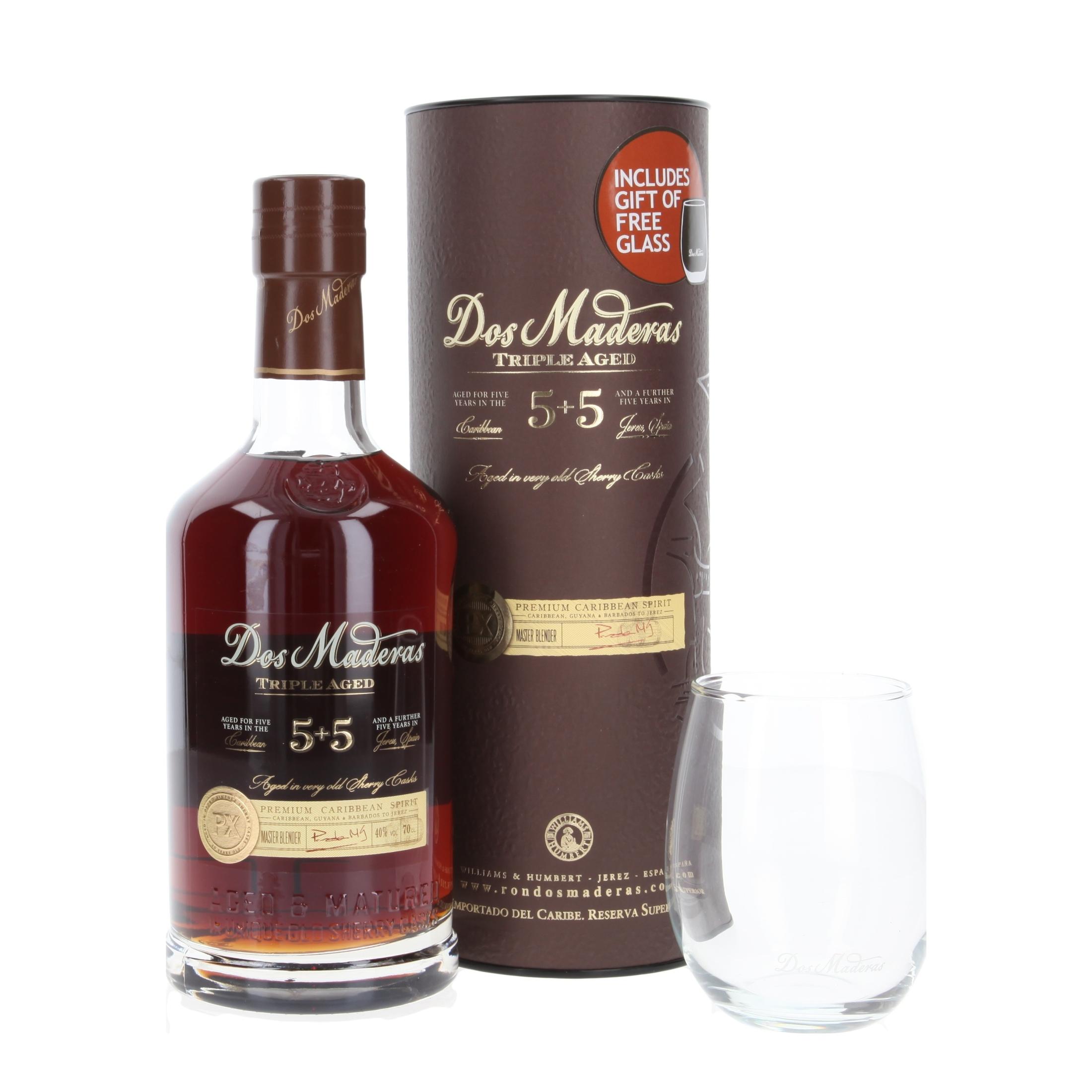 Ром Dos Maderas 5+5 Triple Aged PX rum spirit incl. glass 700 ml