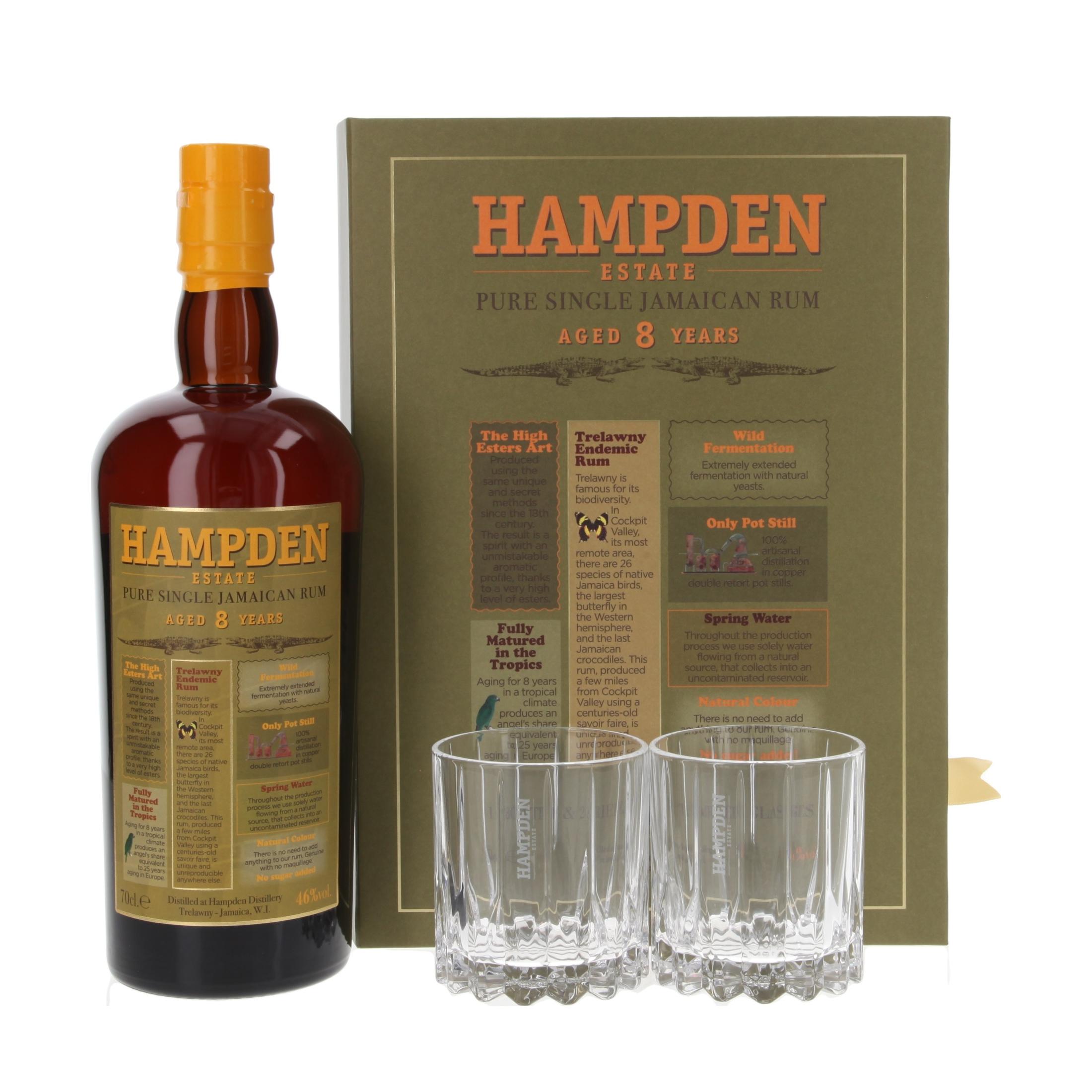 Ром Hampden Estate Pure Single Jamaican  with 2 Tumblers 8 Years 700 ml