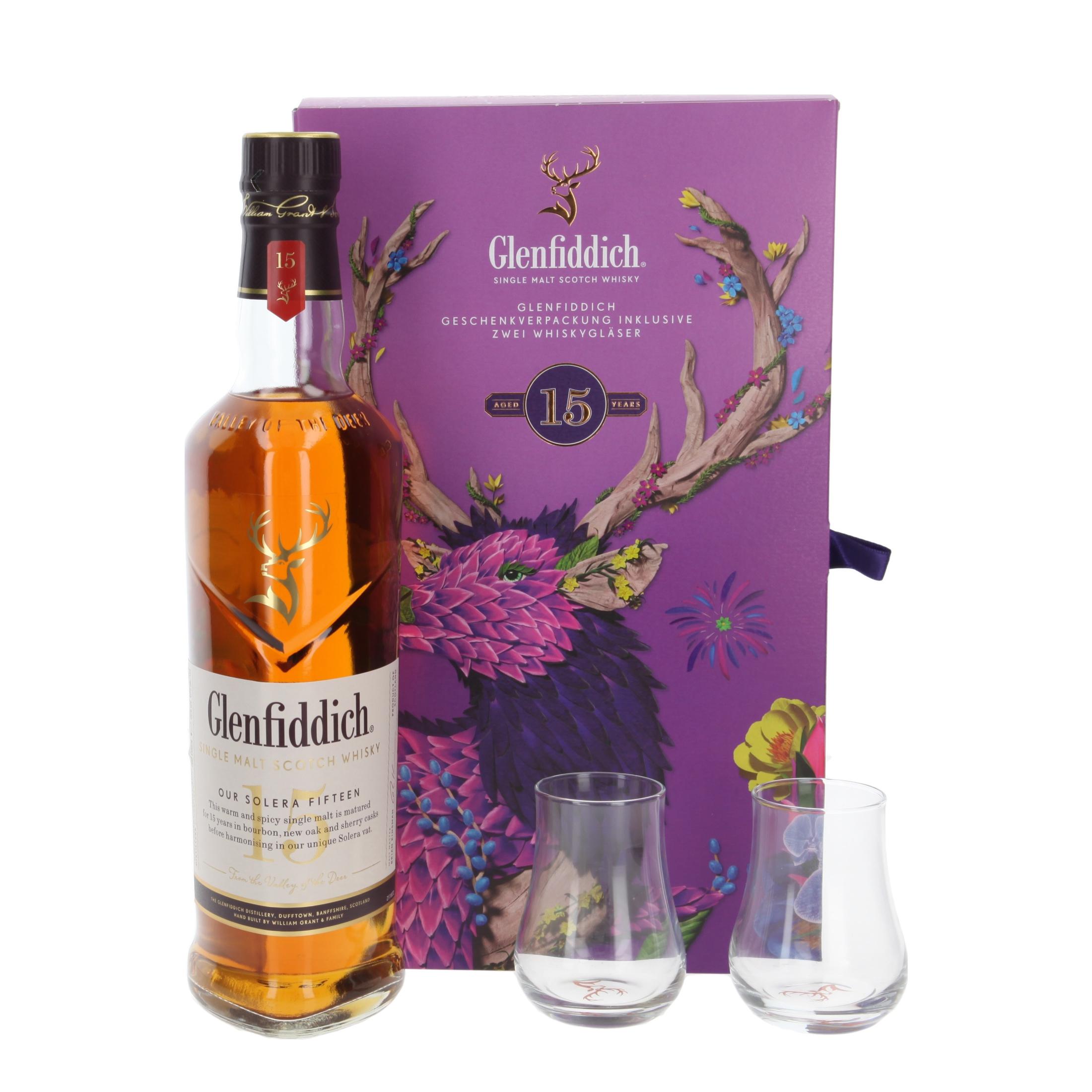Виски Glenfiddich Our Solera 15 with two tasting glasses - Limited Design 15 Лет 700 ml