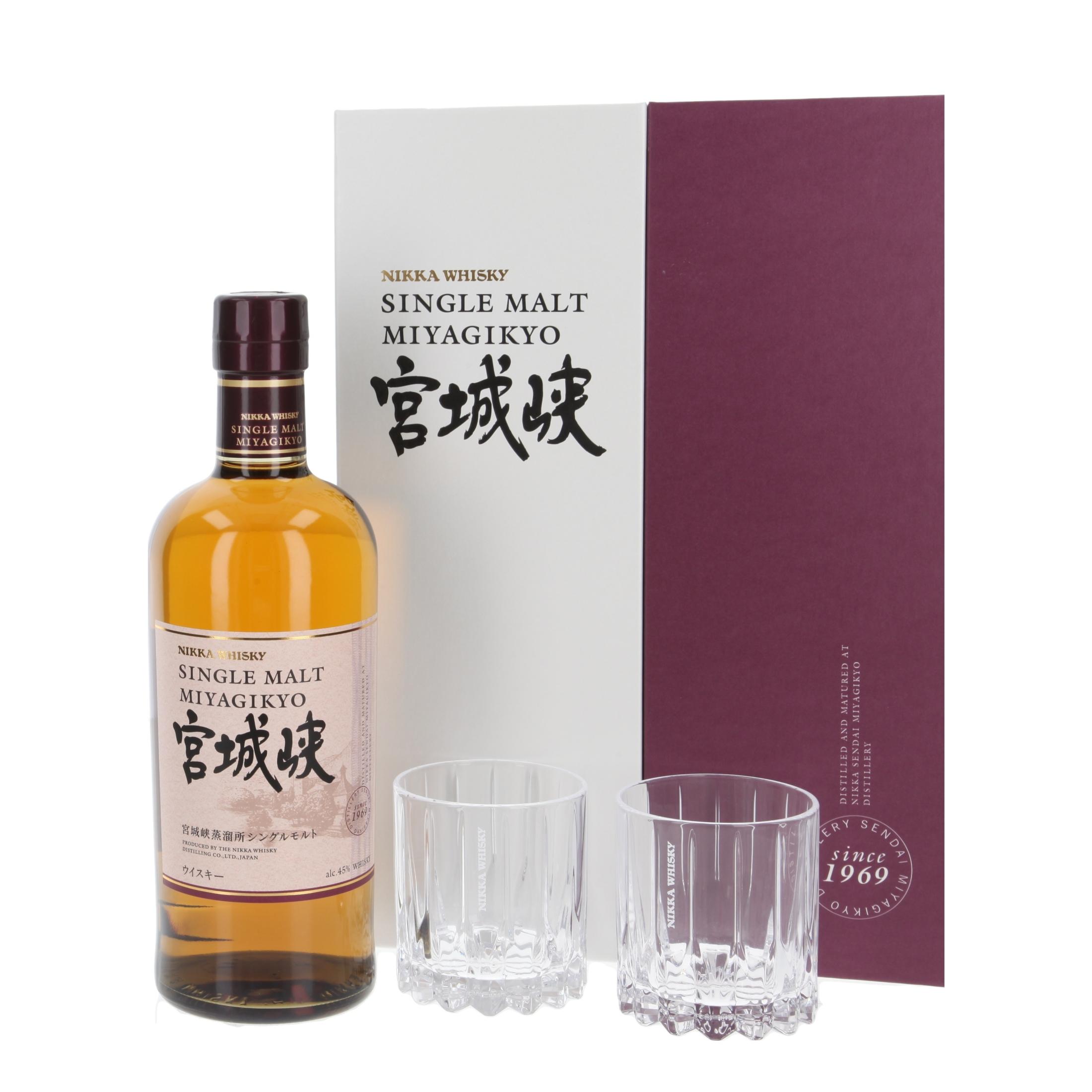 Виски Nikka Miyagikyo single malt in a set with Riedel tumblers 700 ml