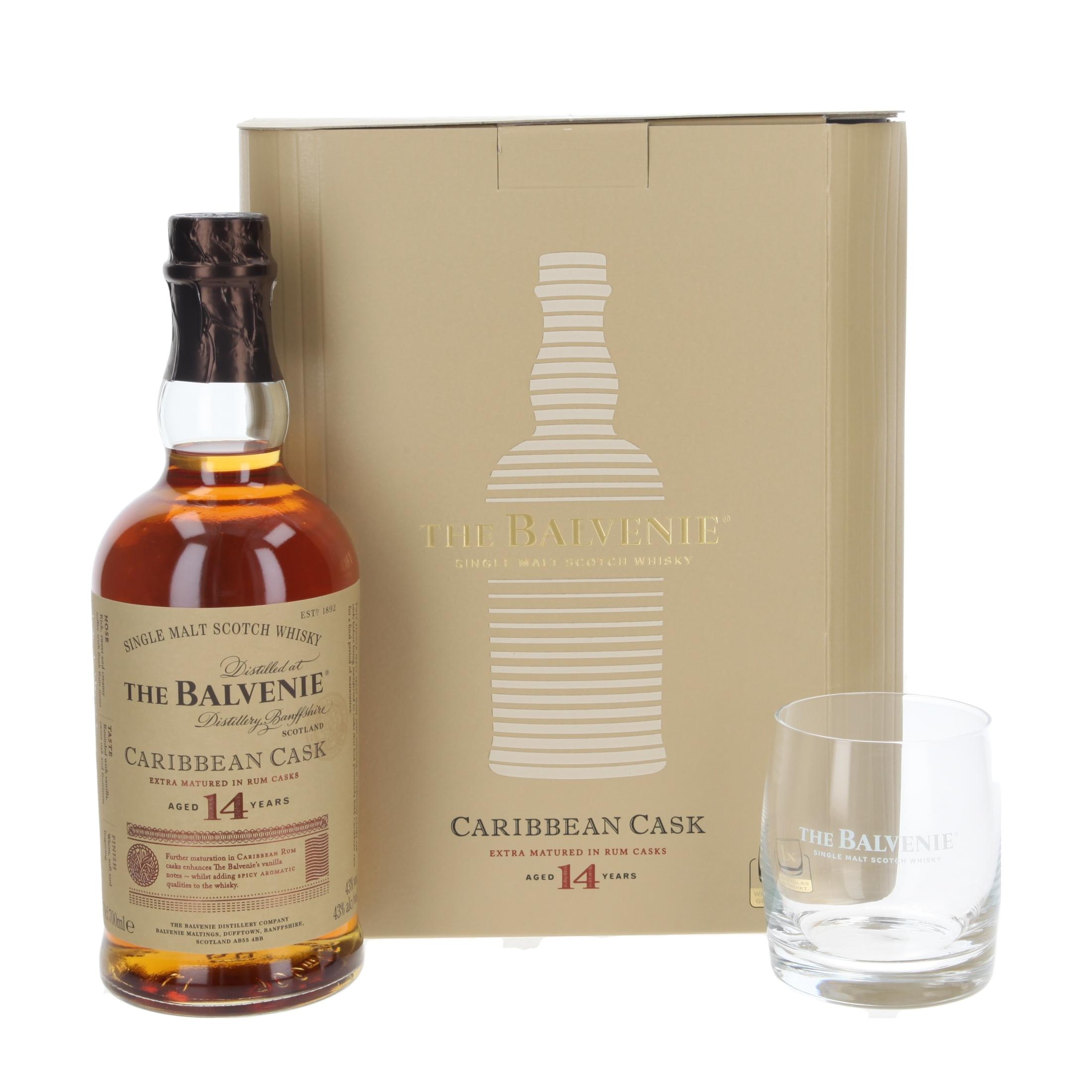 Виски Balvenie Caribbean Cask with a tumbler glass 14 Лет 700 ml
